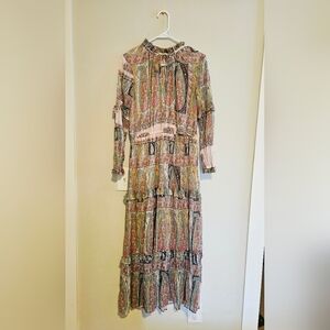 Bohemian Paisley Long Sleeve Maxi Dress